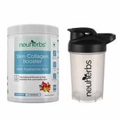 1 - Neuherbs Skin Collagen Booster,  210 g  Mixed Fruit & Protein Shaker Bottle Black White 400ml Combo 