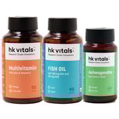 HealthKart HK Vitals Ashwagandha 60 Tabs & Multivitamin 90 Tabs & Fish Oil 90 Caps Combo