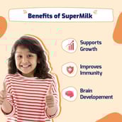 6 - Supermilk Overall Growth for 8-12 Yrs Girls Protein & Nutrition Drink Mix Powder,  400 g  Double Chocolate 
