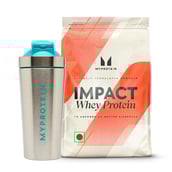 1 - Myprotein Impact Whey Protein 2.2 lb Chocolate Smooth & Stainless Steel Shaker Combo,  750 ml  Silver/Blue 