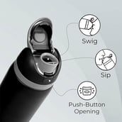 2 - ONE AND ONLY Leak Proof 24 Hour Hot-Cold Stainless Steel Water Bottle,  Black  1 L 