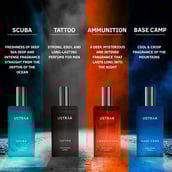 2 - Ustraa Four Play Miniature Cologne Set for Men, 4 Piece(s)/Pack Each 20ml (Scuba + Tattoo + Ammunition + Base Camp)
