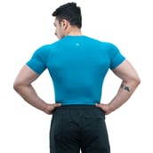 4 - Athflex Men's Half Sleeve Edge Compression T-Shirt,  XXL  Scuba Blue 