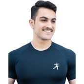 5 - Athflex Men's Half Sleeve Edge Compression T-Shirt,  Small  Navy Blue 
