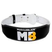 4 - MuscleBlaze Weightlifting Leather Belt,  Black  4 Inch XL 