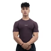 1 - Athflex Men's Half Sleeve Ace Compression T-Shirt, Small Aubergine