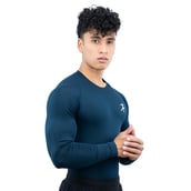 3 - Athflex Men's Full Sleeve Edge Compression T-Shirt,  Medium  Navy Blue 