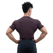 4 - Athflex Men's Half Sleeve Ace Compression T-Shirt, Small Aubergine