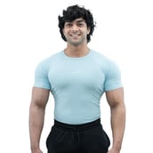 1 - Athflex Men's Half Sleeve Ace Compression T-Shirt,  Large  Powder Blue 