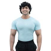 1 - Athflex Men's Half Sleeve Ace Compression T-Shirt,  XL  Powder Blue 