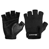 2 - Strauss Stretch Back Gym Gloves with Leather Palm,  Black  Medium 