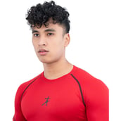 6 - Athflex Men's Muscle Fit Half Sleeve Textured Compression T-Shirt, Small Red