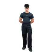 8 - Athflex Men's Muscle Fit Half Sleeve Textured Compression T-Shirt,  Medium  Black 