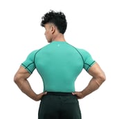 5 - Athflex Men's Muscle Fit Half Sleeve Textured Compression T-Shirt,  Medium  Bayside Green 