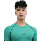 6 - Athflex Men's Muscle Fit Half Sleeve Textured Compression T-Shirt,  Small  Bayside Green 