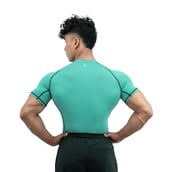 5 - Athflex Men's Muscle Fit Half Sleeve Textured Compression T-Shirt, XL Bayside Green