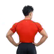 4 - Athflex Men's Muscle Fit Half Sleeve Textured Compression T-Shirt,  Small  Scarlet Orange 