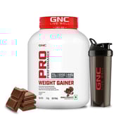 1 - GNC Pro Performance Weight Gainer & Black Plastic Shaker 750ml Combo,  6.6 lb  Double Chocolate 
