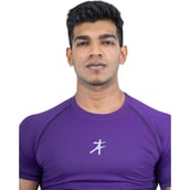7 - Athflex Men's Muscle Fit Half Sleeve Textured Compression T-Shirt,  XL  Purple 