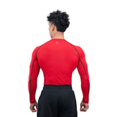 5 - Athflex Men's Muscle Fit Full Sleeve Textured Compression T-Shirt, Small Red