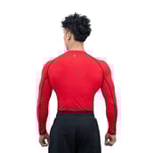 5 - Athflex Men's Muscle Fit Full Sleeve Textured Compression T-Shirt,  XL  Red 