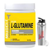1 - Muscle Performance Pure L-Glutamine,  0.55 lb  Unflavoured with Steel Shaker 