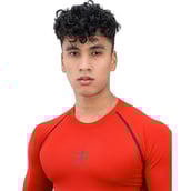 6 - Athflex Men's Muscle Fit Full Sleeve Textured Compression T-Shirt, XL Scarlet Orange