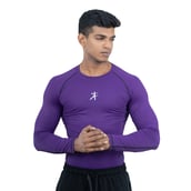 2 - Athflex Men's Muscle Fit Full Sleeve Textured Compression T-Shirt,  Medium  Purple 