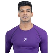 7 - Athflex Men's Muscle Fit Full Sleeve Textured Compression T-Shirt,  Large  Purple 