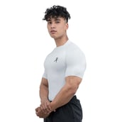 4 - Athflex Men's High-Neck Compression T-Shirt, Large White
