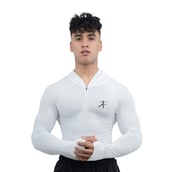 1 - Athflex Men's Performance Assassin Compression Hoodie,  White  Small 