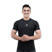 2 - Athflex Men's Slim Fit Round Neck Ribbed T-Shirt,  Small  Black 