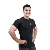 3 - Athflex Men's Slim Fit Round Neck Ribbed T-Shirt,  Small  Black 