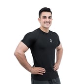 3 - Athflex Men's Slim Fit Round Neck Ribbed T-Shirt,  XXL  Black 
