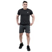 6 - Athflex Men's Round Neck Body Fit Textured T-Shirts,  Small  Black 