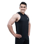2 - Athflex Men's Activewear Training Sleeveless Gym and Sports Hoodie,  Black  XXL 