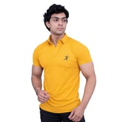 2 - Athflex Men's Regular Fit Half Sleeve Pique Polo T-Shirt, Small Corn Yellow