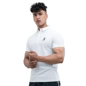 3 - Athflex Men's Regular Fit Half Sleeve Pique Polo T-Shirt,  Small  Marble White 