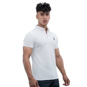 4 - Athflex Men's Regular Fit Half Sleeve Pique Polo T-Shirt,  Small  Marble White 