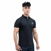 3 - Athflex Men's Regular Fit Half Sleeve Pique Polo T-Shirt,  Medium  Stud Black 
