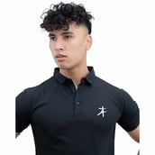 5 - Athflex Men's Regular Fit Half Sleeve Pique Polo T-Shirt, Large Stud Black