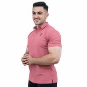 3 - Athflex Men's Regular Fit Half Sleeve Pique Polo T-Shirt, Small Salmon Pink