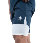 6 - Athflex Men's Nylon-Spandex Workout 2in1 Shorts,  XXL  Blue 