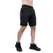 2 - Athflex Men's Nylon-Spandex Workout 2in1 Shorts,  Large  Black 