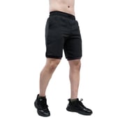 2 - Athflex Men's Nylon-Spandex Workout 2in1 Shorts, Small Black