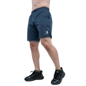 3 - Athflex Men's Nylon-Spandex Workout 2in1 Shorts,  Small  Navy Blue 