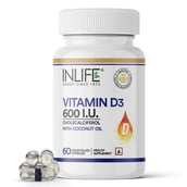 1 - INLIFE Vitamin D3 (600 IU),  60 capsules  Unflavoured 