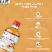 3 - INLIFE Apple Cider Vinegar with Mother,  0.5 L  Garlic, Ginger, Lemon & Honey 
