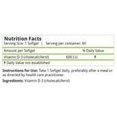 4 - Natures Velvet Vitamin D-3 (5000 IU), 60 softgels Unflavoured