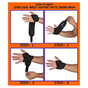 1 - SportSoul Wrist Support with Thumb Wrap Pack of 2,  Black  Free Size 